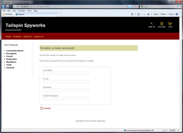 Captura de tela que mostra o prompt para criar uma nova conta no check-out.