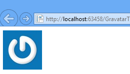 Captura de tela da janela do navegador da Web mostrando a imagem padrão de Gravatar de uma letra G estilizada e girada.