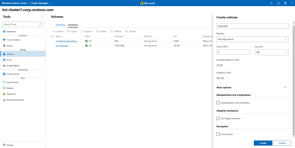 You can use Windows Admin Center to create a two-way or three-way mirror volume