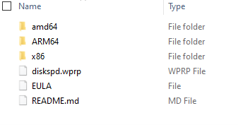 Directory to download the DISKSPD .zip file.