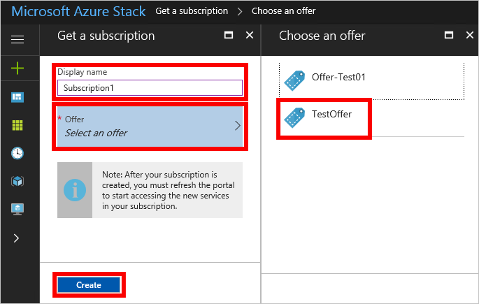 Escolher uma oferta no portal do usuário do Azure Stack Hub