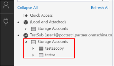 List of storage accounts including Azure Stack Hub subscription accounts