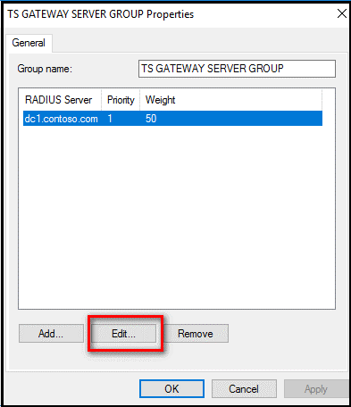 Selecione o IP ou nome do servidor NPS configurado anteriormente