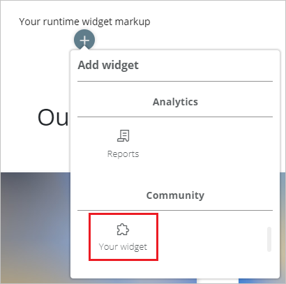 Screenshot of widget selector