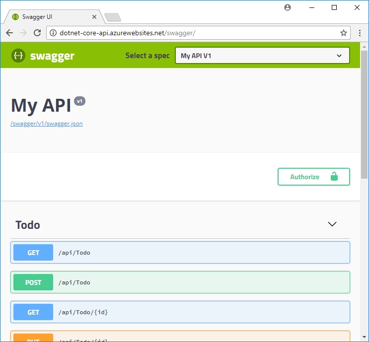 API do ASP.NET Core em execução no Serviço de Aplicativo do Azure