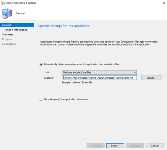 Captura de tela para Criar assistente de aplicativo no Configuration Manager.