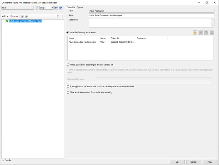 Captura de tela mostrando uma sequência de tarefas sendo editada no Configuration Manager.