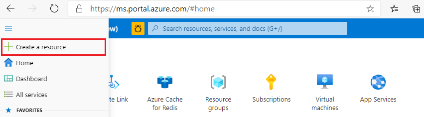 Captura de tela que mostra uma forma de criar um recurso do Cache do Azure para Redis.