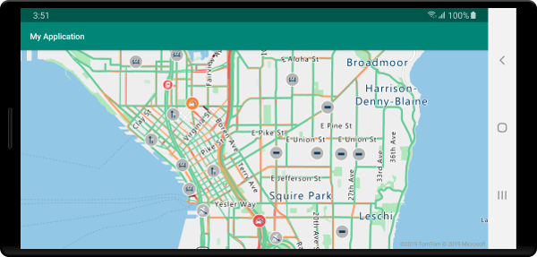 Mapa mostrando informações de tráfego em tempo real