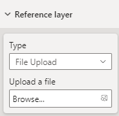 Captura de tela mostrando a seção de camadas de referência ao fazer upload de um controle de arquivo.