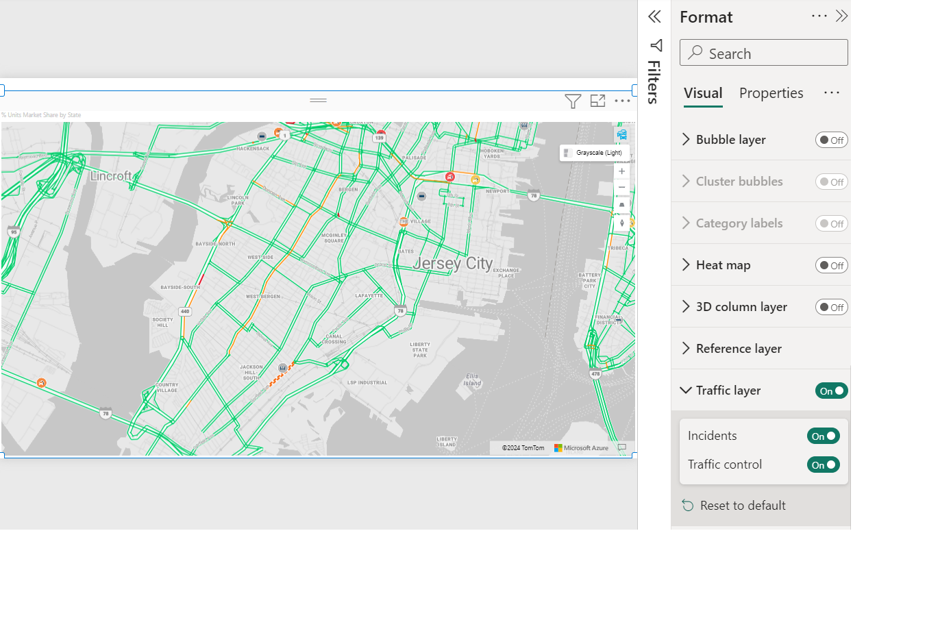 Um mapa que exibe dados de tráfego em tempo real.