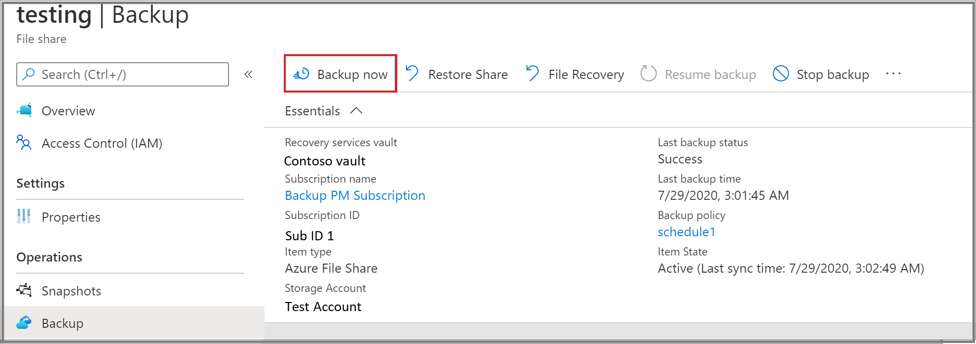 Captura de tela que mostra como selecionar a opção Fazer Backup Agora.