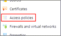 Captura de tela da opção Políticas de acesso no menu de navegação de recursos.