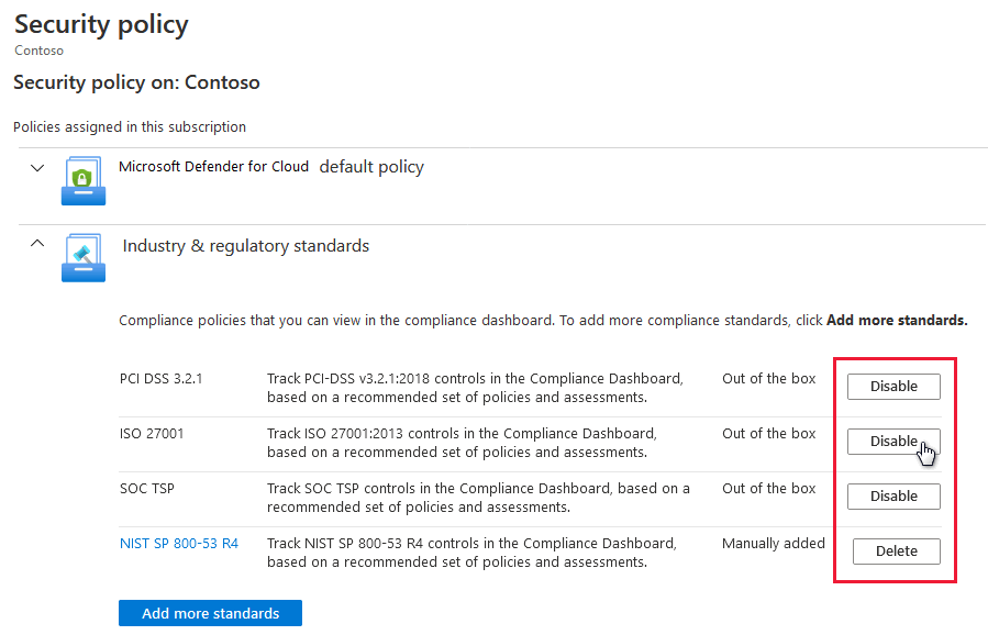 Remove a regulatory standard from your regulatory compliance dashboard in Microsoft Defender for Cloud.
