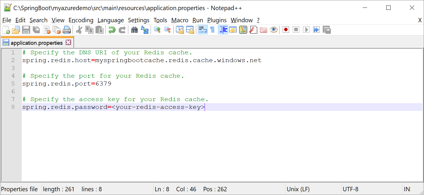 Editing the application.properties file