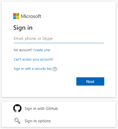 Sign in dialog use a Microsoft account.