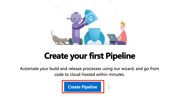 Captura de tela do novo botão de pipeline na lista de pipelines.