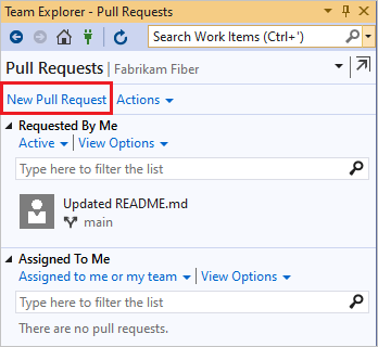 Screenshot of selecting New Pull Request.