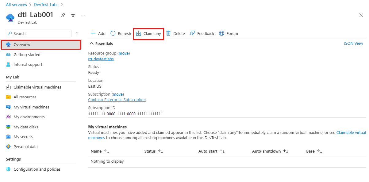 Captura de tela mostrando a solicitação de qualquer VM requisitável.