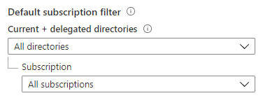 Captura de tela do filtro de assinatura padrão com todos os diretórios e assinaturas selecionados
