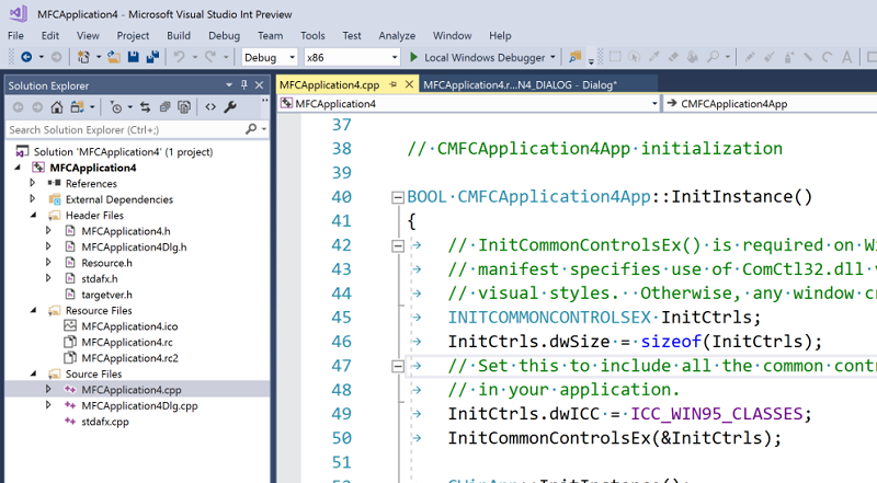 Captura de tela das janelas do Gerenciador de Soluções e do editor de código.