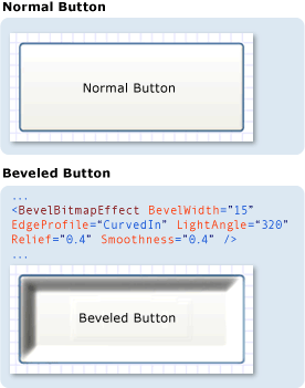 Captura de tela: comparar botões normais e desgrenhados