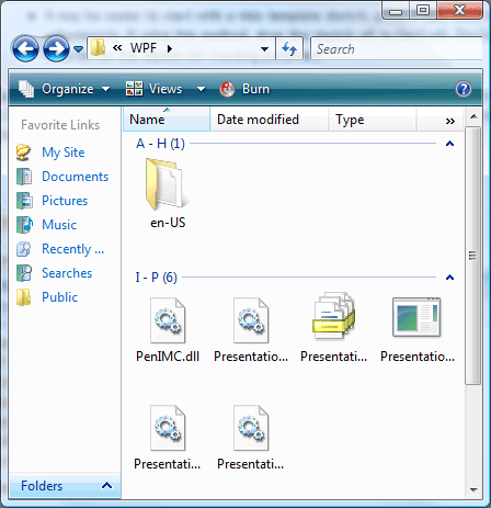 Exibição do Windows Explorer mostrando o layout irregular.