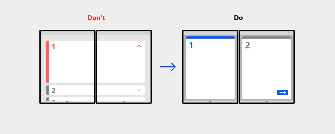 um exemplo de interface do usuário com um cartão de duas páginas