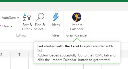 Uma captura de tela do botão Importar Calendário na guia Página Inicial