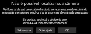 O Windows não consegue encontrar a mensagem da câmera em um dispositivo Windows.