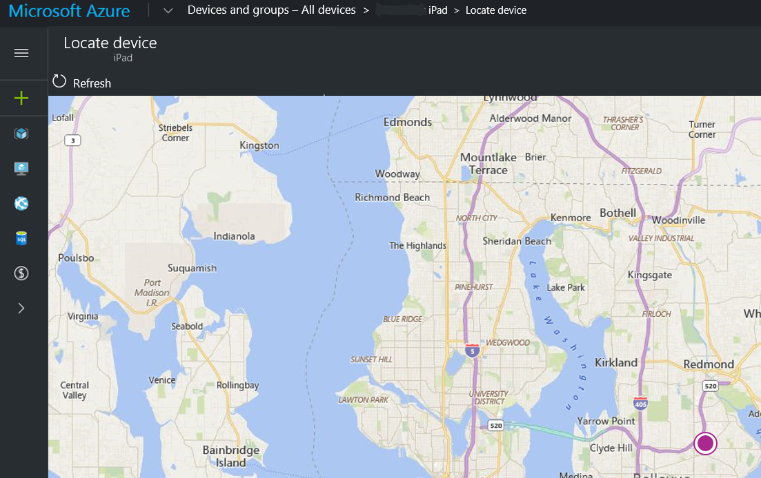 Captura de tela do Localizar dispositivo usando o Intune no Azure