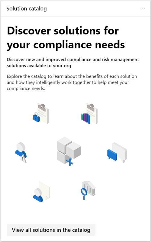 Cartão do catálogo de soluções portal de conformidade do Microsoft Purview.