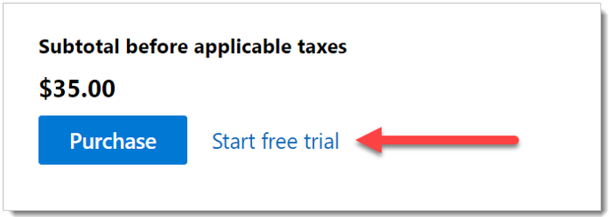 O botão Iniciar avaliação gratuita no Microsoft 365 Defender portal