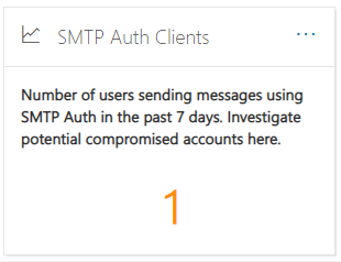O widget de clientes SMTP Auth no painel de fluxo de email no Centro de Conformidade & Segurança