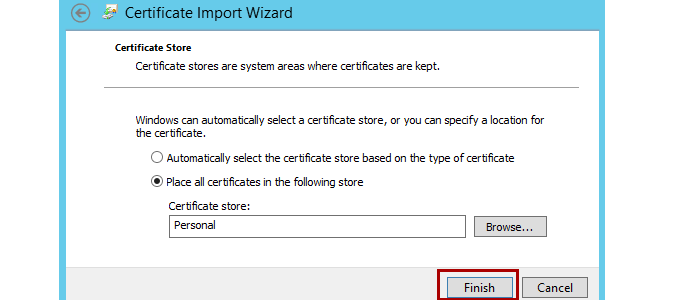 A captura de tela mostra a janela Assistente de Importação de Certificado.