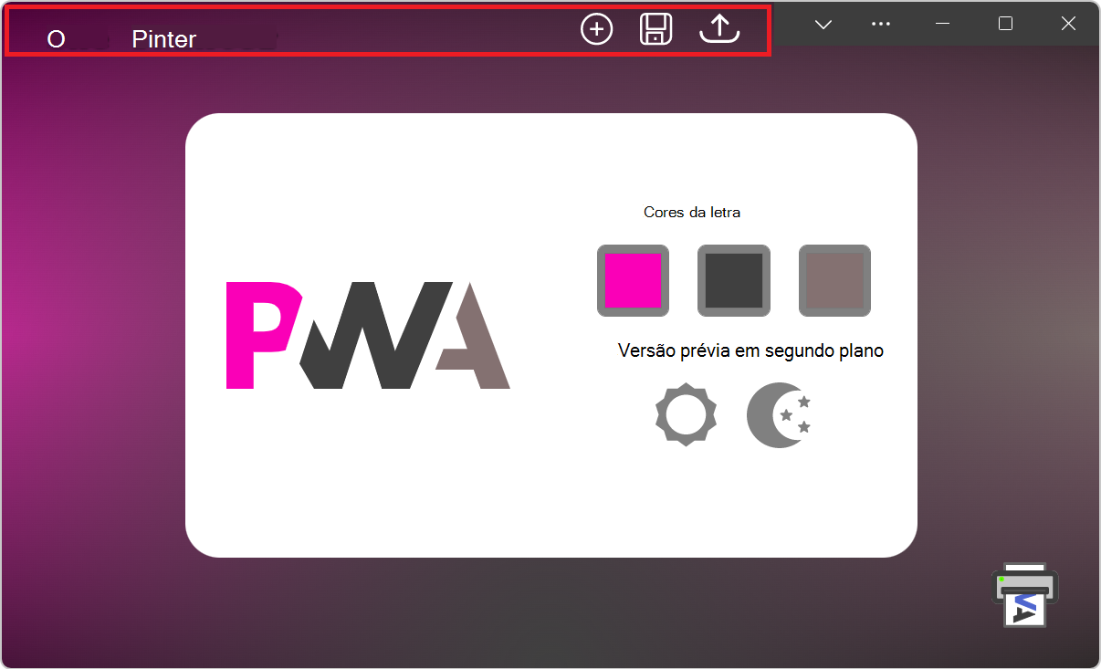Um PWA, com uma barra de título personalizada