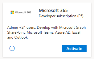 Captura de tela do bloco de assinatura do desenvolvedor do Microsoft 365 na página de benefícios do Visual Studio