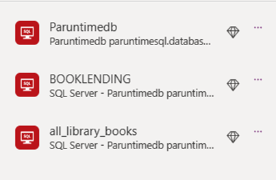Captura de tela que mostra fontes de dados SQL.