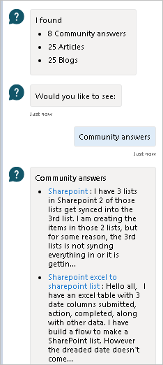 Captura de tela mostrando o chat do bot exibindo itens no grupo selecionado.
