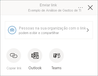Uma captura de tela que mostra a caixa de diálogo Enviar link.