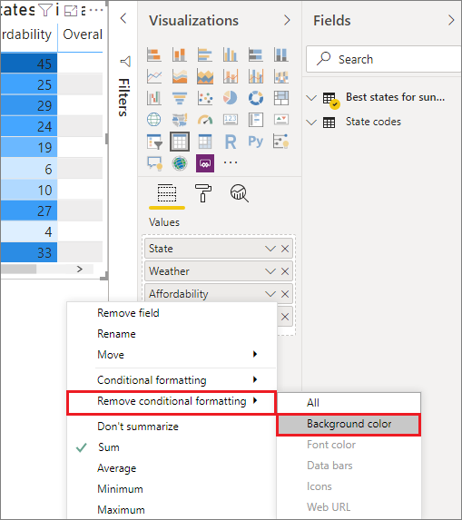 Remove option in conditional formatting menu