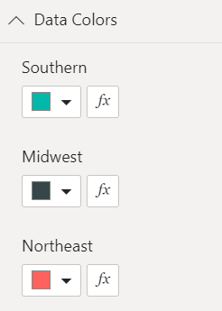 Captura de tela da seleção de cores em propriedades.