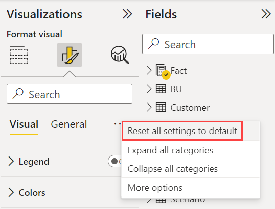 Screenshot of new Reset all settings to defaults.
