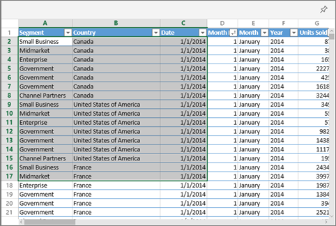 Screenshot showing selected cells in an Excel workbook.