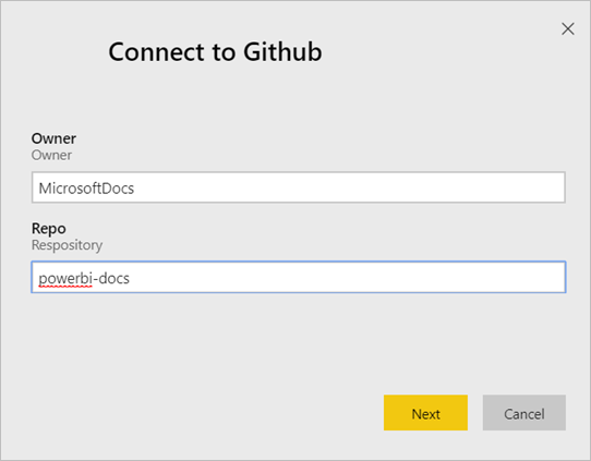 Nome do repositório do GitHub do Power BI