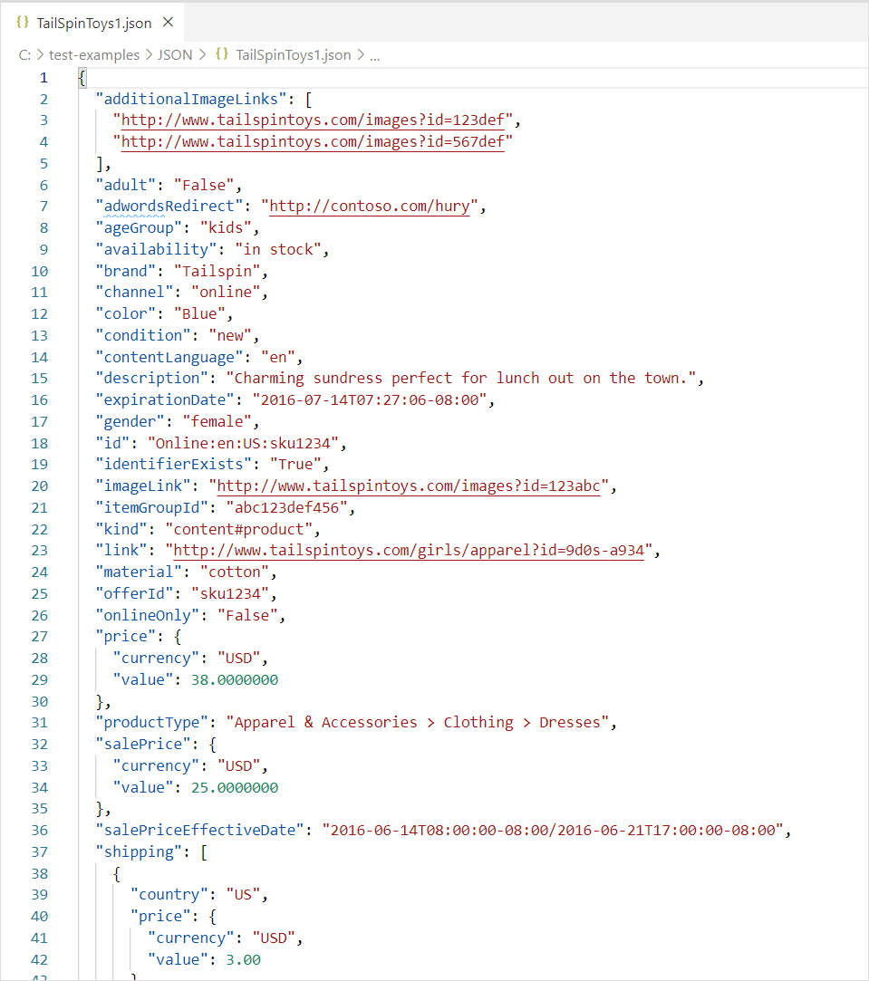 Imagem do conteúdo de um arquivo JSON com os dados aninhados.