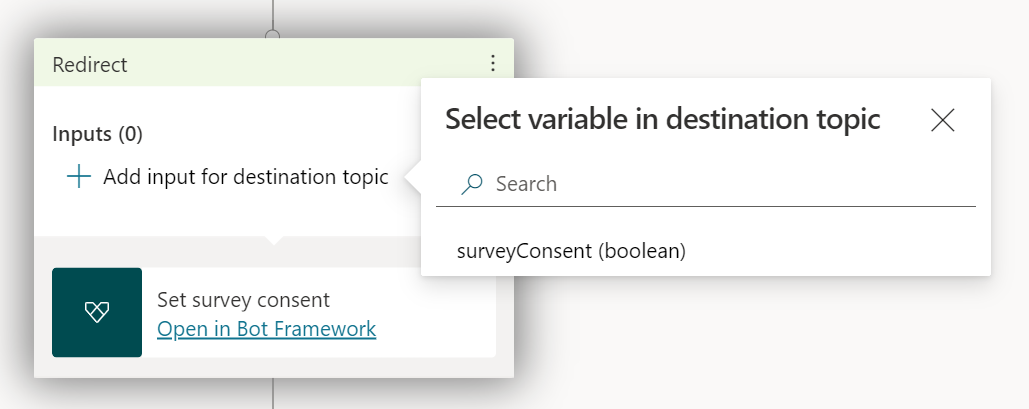 Adicione uma ação Definir consentimento de pesquisa a um nó no Microsoft Copilot Studio.