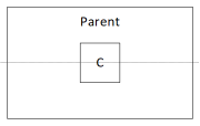 Exemplo de C centralizado verticalmente no pai.