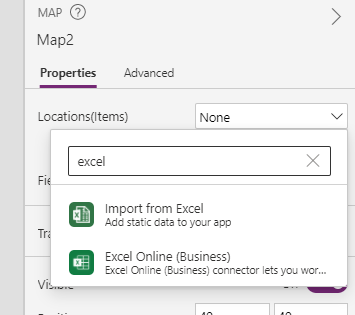 Captura de tela da opção Importar do Excel.