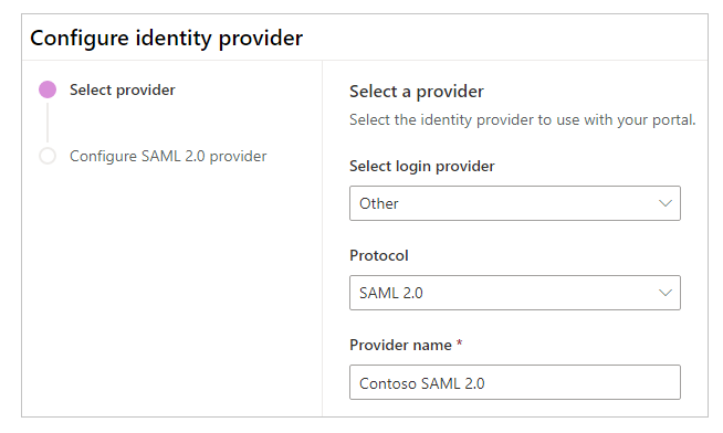 Adicionar o provedor SAML 2.0.